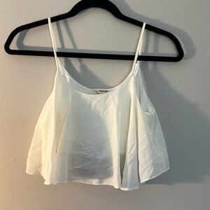 NWT CHIFFON POP OVER CROPPED TANK WHITE SIZE S